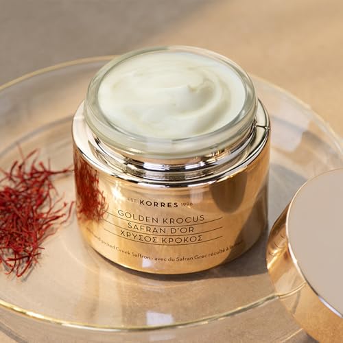KORRES Golden Krocus Hydra-Filler Plumping Cream, Greek Saffron Face Moisturizer, Anti-Wrinkle Hydration Cream for Women & Men, Firming Day & Night Cream, Skin Care with Hyaluronic Acid, 1.69 fl oz