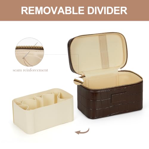 HiTotes Crocodile Waterproof Makeup Bag with Leather Toiletry Organizer - Travel Cosmetic Case, Women’s Vanity & Storage