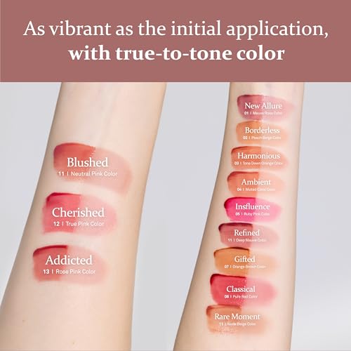 HINCE Mood Enhancer Water Liquid Glow - Non-Sticky & Waterproof Lip Stain for Women - Long Wearing Lip Gloss for Natural and Glass Glow - Moisturizing Liquid Makeup, 0.16 fl.oz. (CHERISHED)