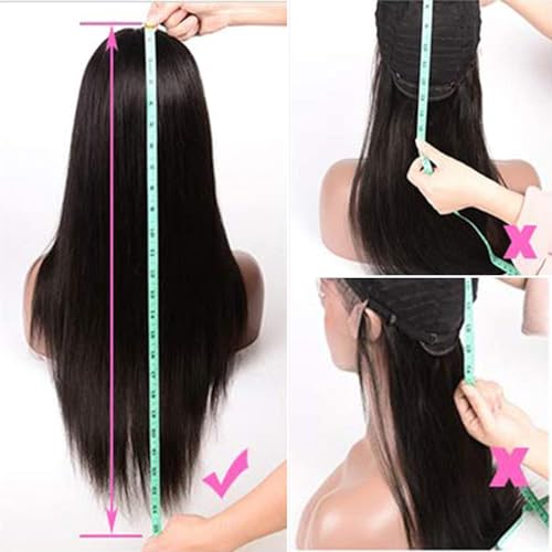 Vanmast 16 Inch Human Hair Headband Wig with 180% Density Kinky Straight Black for Black Women