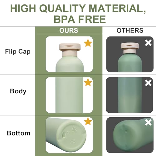 Green Plastic Refillable Travel Shampoo & Conditioner Bottles - 13.5oz Pack of 2