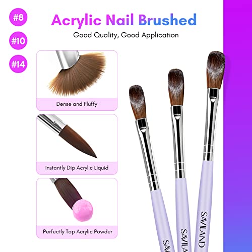 2Pcs Acrylic Nail Art Brushes Size 8 10, 100% Pure Kolinsky Hair Oval Nail Brush for Acrylic Application, Professional Nail Extension Manicure Tool Striping Nail Drawing Pen for Home