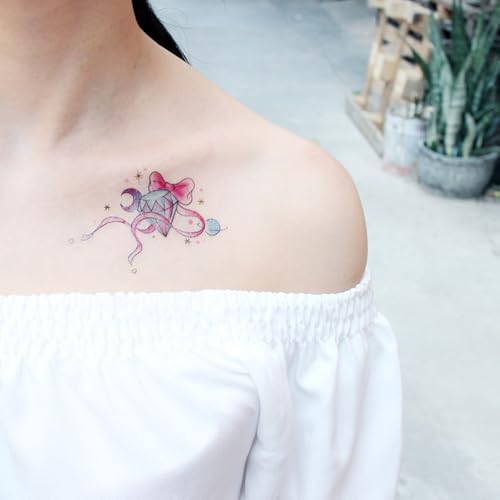6 Sheets Tiny Small Temporary Tattoos For Women Men Finger Hands Neck Wrist Face, Cute Long Lasting Cartoon Fake Tattoo Stickers For Kids Boys Girls Rabbit Owl Snake Lion Eagle Whale