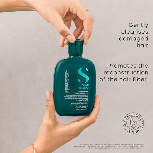 ALFAPARF MILANO Semi di Lino Reconstruction Reparative Sulfate Free Shampoo for Damaged Hair - Color Safe - Repairs, Restores Fiber & Elasticity - Paraben Free - Vegan (8.45 oz)
