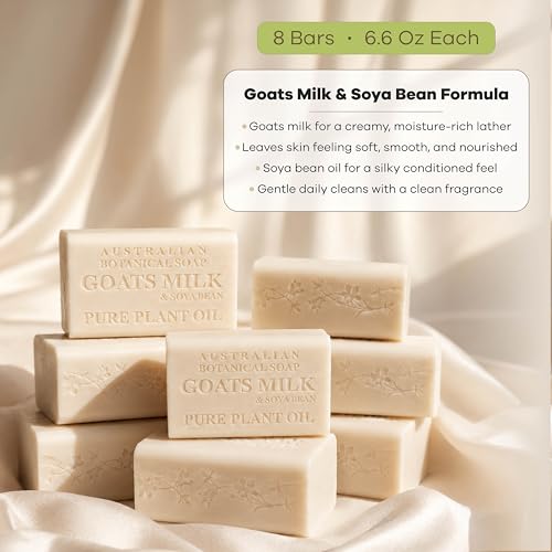 Goat Milk Soap Bars with Shea Butter & Soya Bean Oil - 6.6 OZ Pack of 8, Sensitive Skin