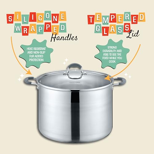 Stainless Steel Canning Pot Set - 20 Quart with Rack & Accessories, Induction Compatible