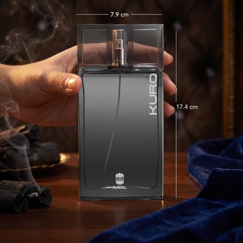 Ajmal Kuro Eau de Parfum for Men - Aromatic Spicy Woody Scent 3 oz