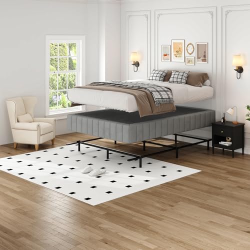 King 9 Inch Heavy-Duty Box Spring Mattress Foundation with Upholstered Cover - Upgrade Version