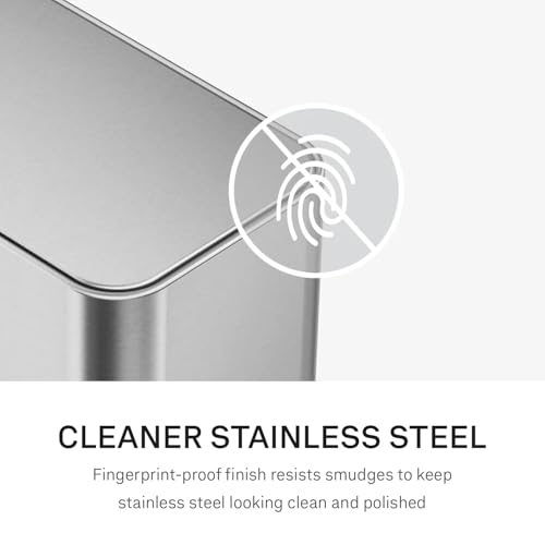 simplehuman 9L Slim Step Trash Can - Brushed Stainless Steel, Internal Hinge