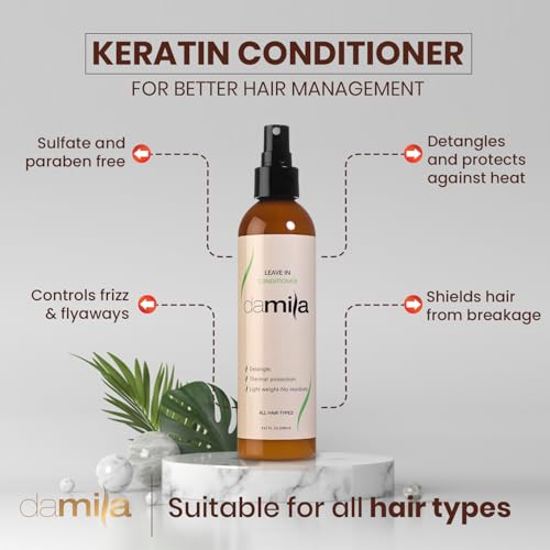 Damila Keratin Leave-In Conditioner Spray - 8 Fl Oz, Sulfate & Paraben Free