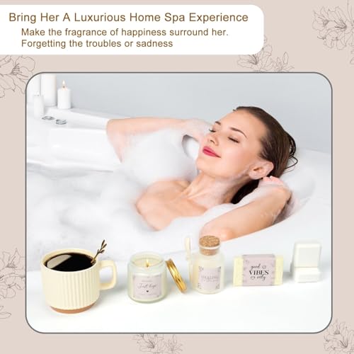 Self-Care Gift Basket for Women - Relaxation & Wellness Set with Candle, Bath Salts, Socks