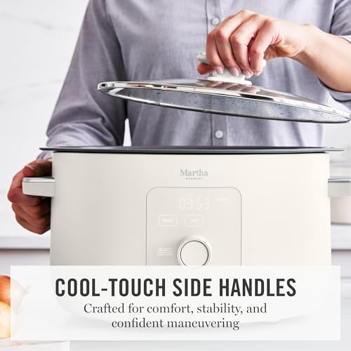 8 Qt Slow Cooker with Ceramic Nonstick Crock - Linen Cream - Programmable & Removable Bowl