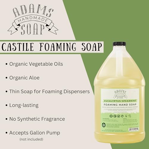 Adams Handmade Liquid Foaming Soap 1 Gal Eucalyptus Spearmint - All-Purpose, Eco-Friendly, Vegan