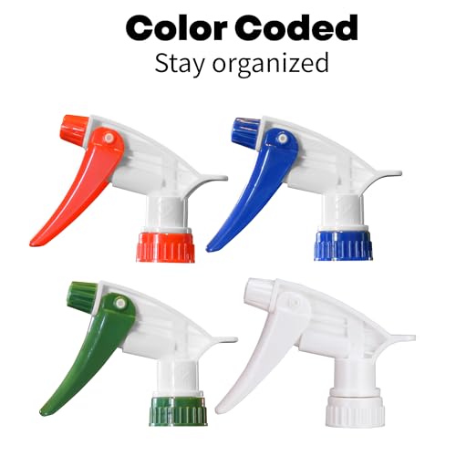 Commercial-Grade 16 oz Spray Bottles with Dilution Ratios, Ounces & Milliliters, Made in USA, Great for Cleaning, Essential Oils, Hair, Plants, BBQ (4-Pack)
