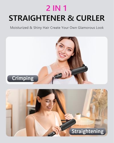 4-in-1 Hair Crimper Waver for Beach Waves & Straightening - Adjustable Temperature