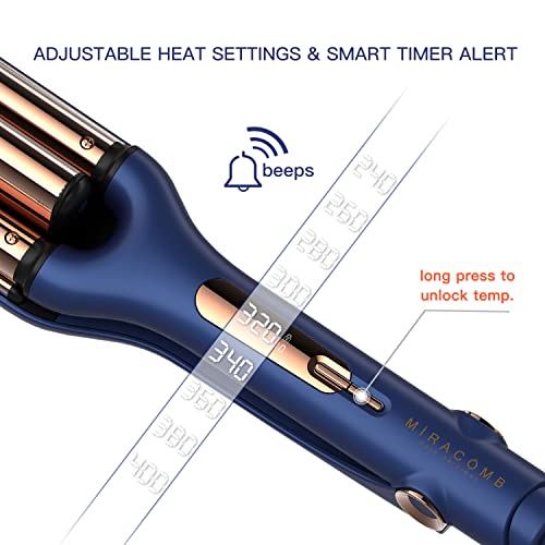 MIRACOMB Titanium Deep Waver Hair Crimper for Wavy & Curly Hair, Dual Voltage