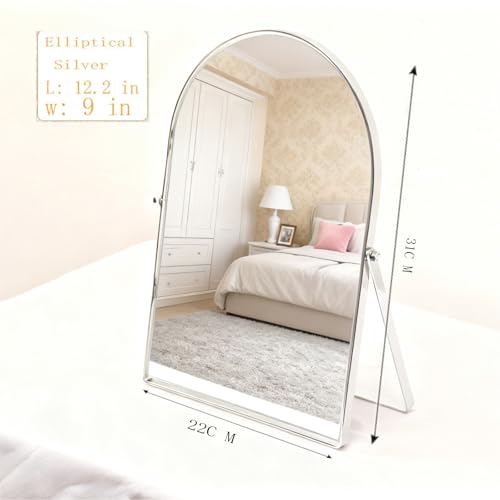 Adjustable Silver Metal Vanity Mirror 12x9-inch Desk Makeup Mirror