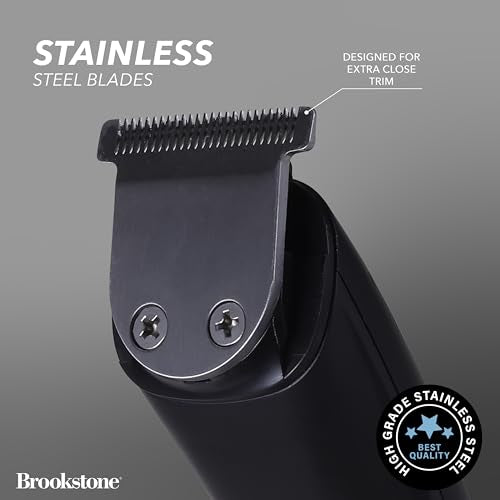 Brookstone - Hair & Beard Trimmer Kit, Precision Grooming for Hair, Beard, & Body with Adjustable Combs, Charging Base & Accessories (14-Piece)