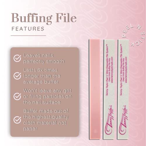 Tammy Taylor Peel ¡®N¡¯ Stick Clean Finish Buffer, Natural Nail Buffing File for Fingernails and Toenails, Professional, Sanitary, Replaceable, Durable Cloth Material (10 Pack)