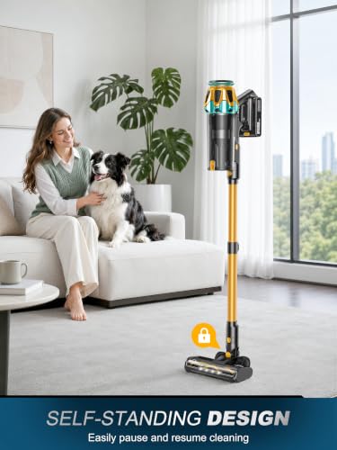 Cordless Vacuum Cleaner 600W 58KPa Self-Standing Stick Vacuum - Gold
