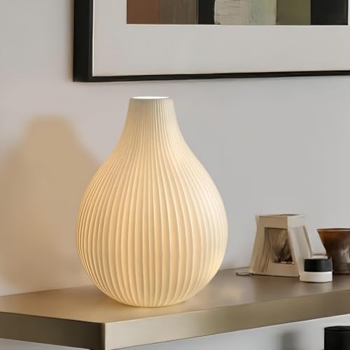 RONDURE Delia Modern Ceramic Table Lamp - Handcrafted Bedroom & Living Room Decor