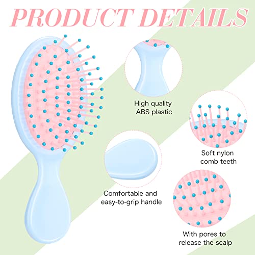 Mini Detangling Hairbrush Set - Kids Girls Travel Hairbrush with Soft Bristles, Fresh Colors