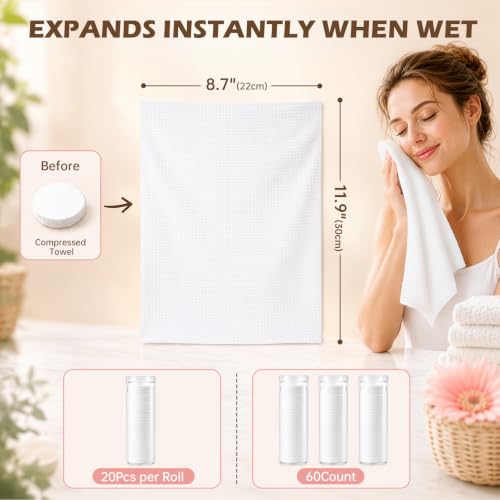 Off White Compressed Towels for Hot Towel Dispenser 60 Count - Soft Facial Cloths