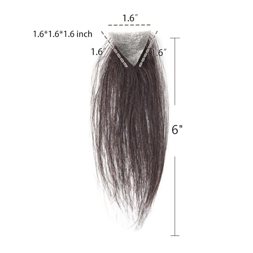 Dark Brown Triangular Human Hair Sideburns Hairpiece - 1.6x1.6x1.6 Inches