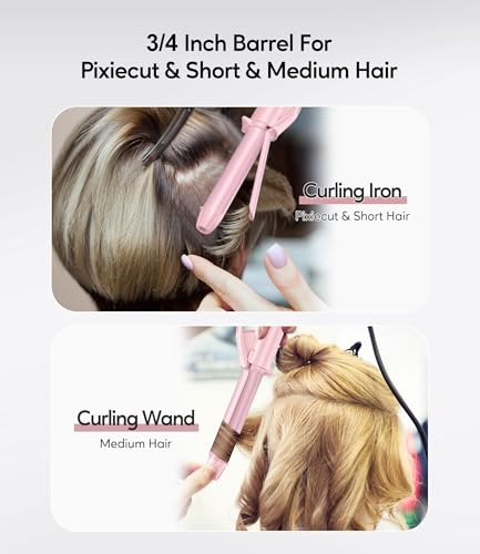 Mini Travel Curling Iron 3/4 Inch Dual Voltage Ceramic Hair Curler with Adjustable Temp