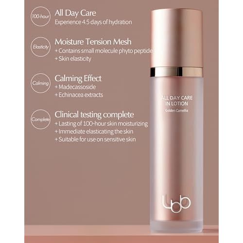 LBB All Day Care In Lotion - Vegan Antioxidnat Face Lotion - 100h Lasting Moisturizing, Radiant and Elastic Skin - Tangerine Cellular Water, Golden Camellia, Peptides, 1.69 oz.
