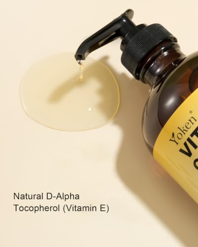 Yoken 16oz Vitamin E Oil for Skin, Face, Body, Hair - Recyclable Glass Bottle