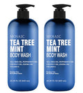 Tea Tree & Mint Body Wash with Vitamin E - Large 20.2 Fl Oz Bottle, Pack of 2 - Sensitive Skin & Antifungal Shower Gel