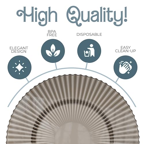 Brown Plastic Disposable Plate Set - 80 Pieces for Weddings & Events - 9" & 11" - Variation of THIS listing