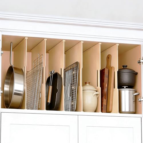 Celestite Wooden Baking Sheet Organizer for Cabinets - DIY Fit & Adjustable Kitchen Storage