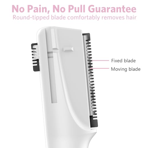 Upgraded Eyebrow Trimmer, Precision Electric Eyebrow Razor for Women Battery-Operated Facial Hair Remover with Comb No Pulling Sensation Painless for Face Chin Neck, Upper-Lip, Peach-Fuzz