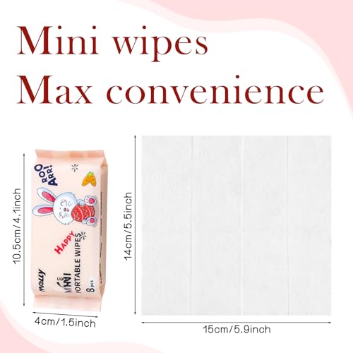 Wet Wipe Travel Size, Mini Makeup Wipes, Easy Portability, Skin-Friendly Ingredients, 24 Pack Total 192 Wipes, Pink