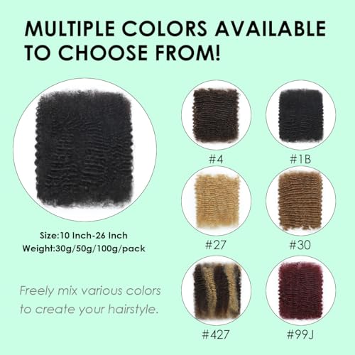 Leximi 14 Inch Burgundy Human Hair for Loc Repair & Twist - 50g Bulk Afro Kinky Hair