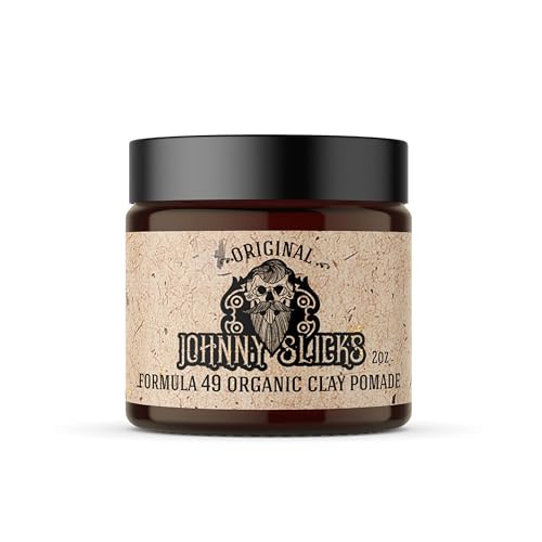 Johnny Slicks Formula 49 Clay Pomade 2 oz - Strong Hold, Matte Finish, Organic Ingredients