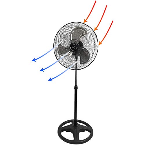 Vie Air 18-Inch Industrial Heavy Duty Pedestal Oscillating Metal Fan, Black - Variation: 18 Inch Pedestal