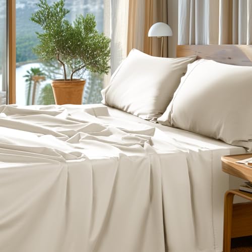 SONORO KATE 1000 Series Egyptian Cotton King Sheet Set Cream - 4 Pieces