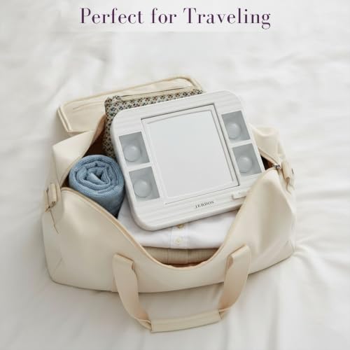 Lighted Makeup Mirror with 5X Magnification and Glare-Free LEDs - White