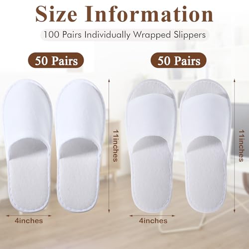 Disposable Guest Slippers Bulk for Hotels - White, 48 Pairs