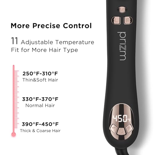 Prizm 1.25 Inch Curling Iron for Big Curls - Rotating Wand, LCD Display, 450°F, Auto-Shutoff, Dual Voltage - Variation of 1.25 Inch / 32mm