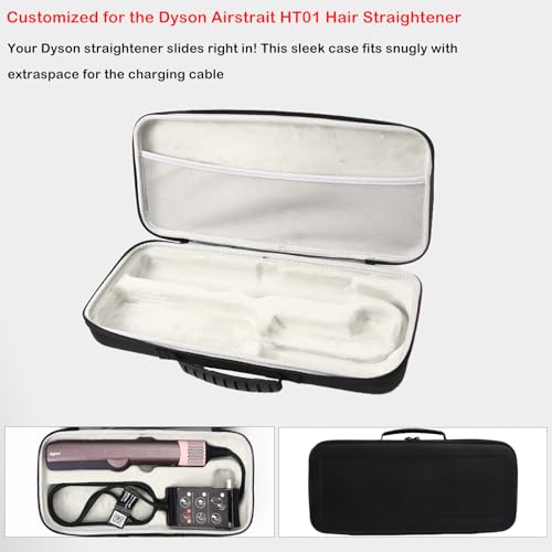 Hard Travel Case Compatible with Dyson airstraight HT01 Hair Straightener & Power Supply, Waterproof and Shockproof Storage carrying case (Black)