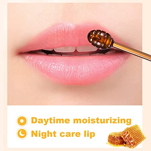 3PCS Honey Lip Balm, Vitamin E Moisturizing Propolis Sleeping Lip Mask, Effective Reduces Lip Lines Prevention Dry and Cracked Lip Scrubs Exfoliator Smoothing Dry Lip Care