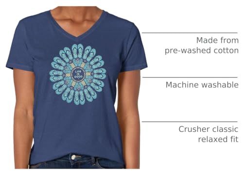 Life is Good Women's Crusher Vee T-Shirt - Darkest Blue, Small