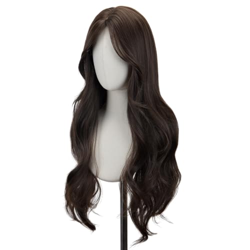 Brown Middle Part Wavy Wig for Women - 26 Inch Synthetic Heat-Resistant Hair, Natural Look, Daily & Cosplay Use - Variation of THIS listing
