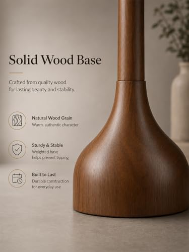 MOFFE Mid Century Modern Wood Floor Lamp with Remote & Amber Pull Chain, 2 Shades