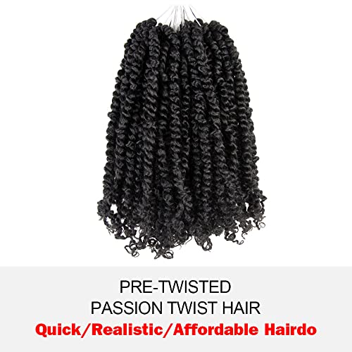 Pre-Twisted Passion Twist Crochet Hair 14in 1B(Natural Black) Pack of 8 by WUDAS