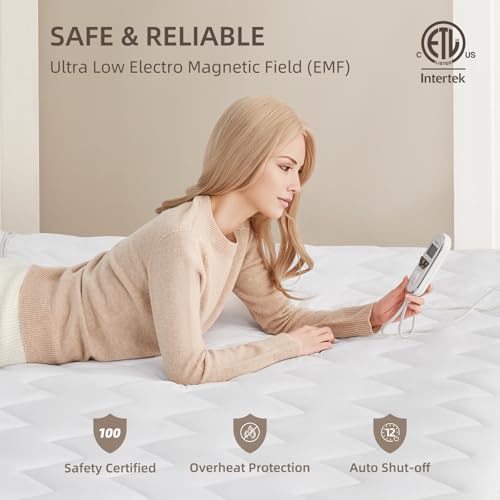 Twin XL Electric Heated Mattress Pad - Multi-Zone, 9 Heat Settings, Auto Off, Removable & Washable